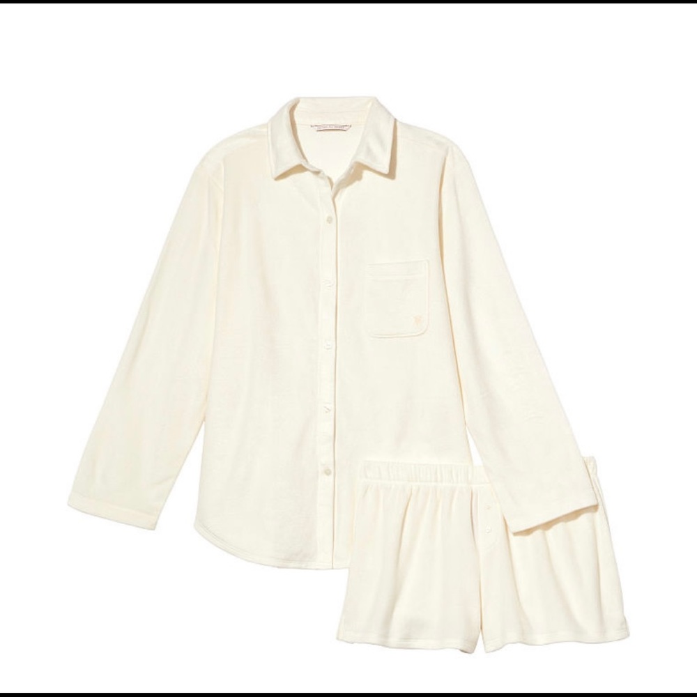 Victorias Secret Cozy Fleece Long Sleeve Short PJs